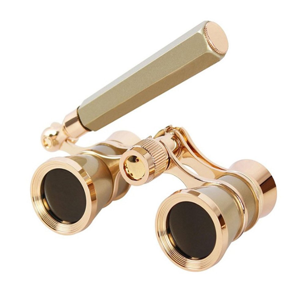 3x25 Opera Glasses, Vintage Theater Binoculars with Handle & Chain, Compact Mini Binoculars for Women & Men, Perfect for Opera, Concerts, Broadway, Cinema(Champagne1)