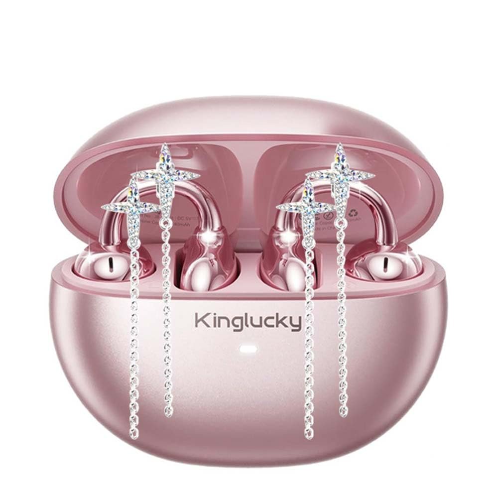 Kinglucky Clip-On Earbuds, Open-Ear Wireless Earbuds, Star Tassel