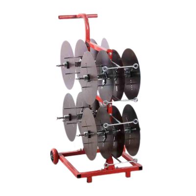 XAWSOP Wire Spool Rack,8 Axle Cable Caddy,Transportable Wire Spool Rack Dispenser,Work Independently,Mobile Cart for Workplace Efficiency,Black+red-8 Reel
