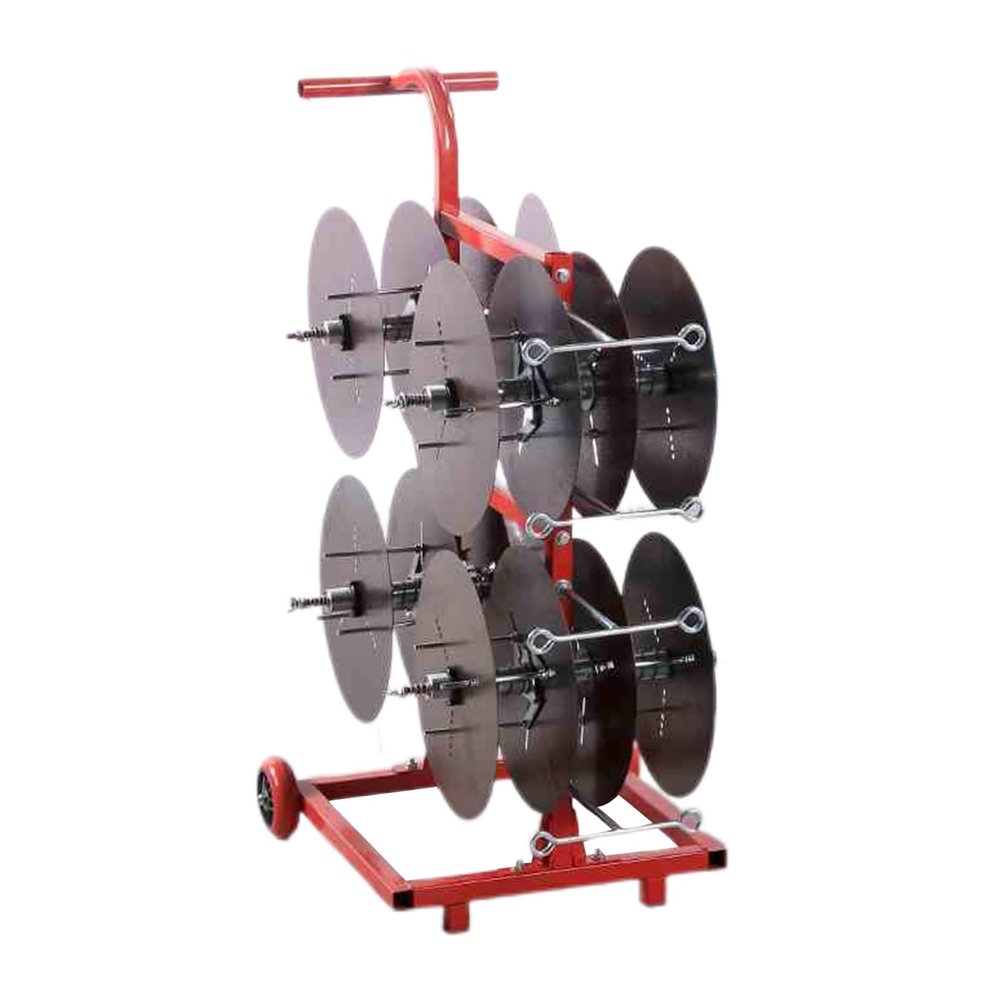 XAWSOP Wire Spool Rack,8 Axle Cable Caddy,Transportable Wire Spool Rack Dispenser,Work Independently,Mobile Cart for Workplace Efficiency,Black+red-8 Reel