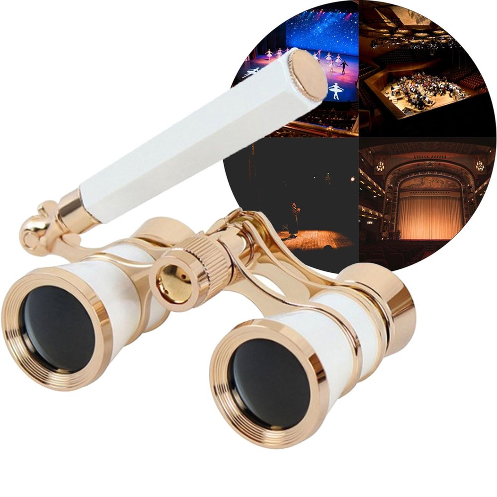 3x25 Opera Glasses with Handle & Chain, Vintage Theater Binoculars - Compact & Lightweight, The Ultimate Mini Binoculars for Opera, Concerts, Broadway & Cinema(Pearl2)