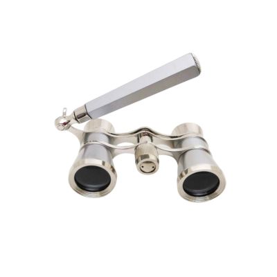 3x25 Opera Glasses, Vintage Theater Binoculars with Handle & Chain, Compact Mini Binoculars for Women & Men, Perfect for Opera, Concerts, Broadway, Cinema(Silver-gray2)
