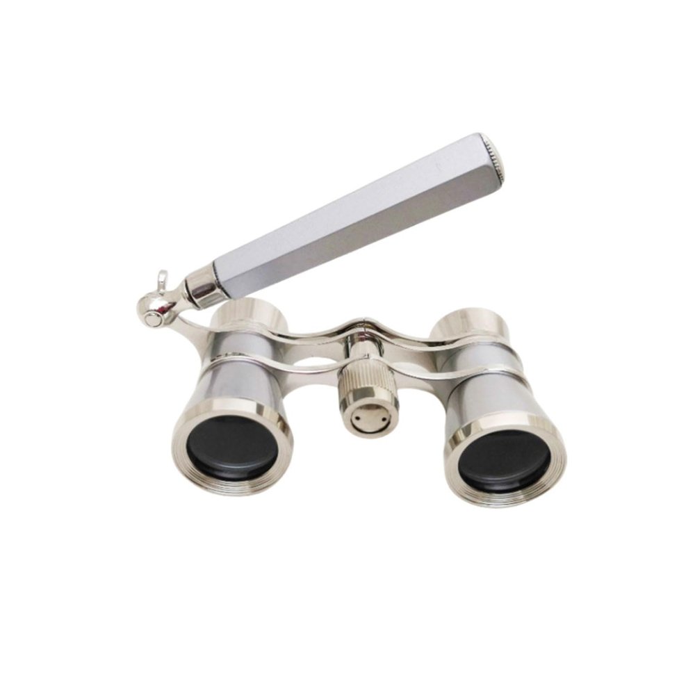 3x25 Opera Glasses, Vintage Theater Binoculars with Handle & Chain, Compact Mini Binoculars for Women & Men, Perfect for Opera, Concerts, Broadway, Cinema(Silver-gray2)