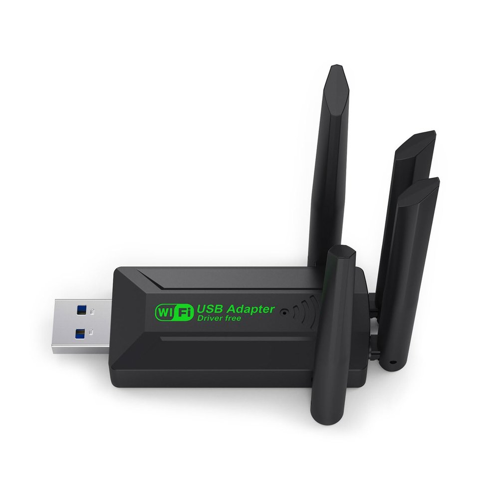 WEISUYUUS Double Band 1300Mbps Wireless USB Adapter with 4 Antennas for Enhances WiFi Transmission Coverage