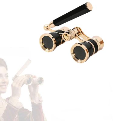 3x25 Opera Glasses with Handle & Chain | Vintage Theater & Horse Racing Binoculars | Compact & Lightweight for Opera, Concerts, Cosplay, Theme Parties | Collector's Decorative Piece(Black2)