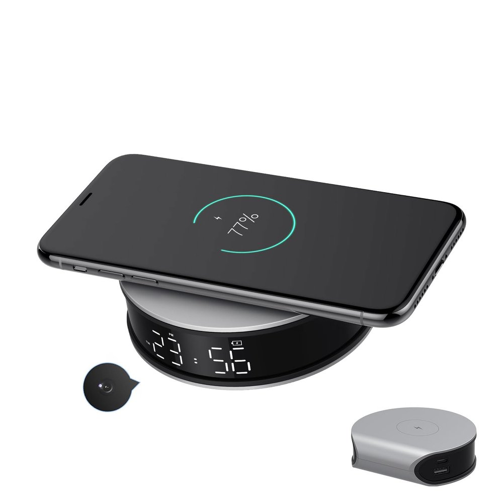 LIZVIE 3-in-1 Hidden Cam Clock with WiFi -Spy Camera Clock & Wireless Charger, 1080P Video Hidden Camera with Night Vision, 120 Wide View & Remote App View (2.4GHz Nanny Cam for Home)