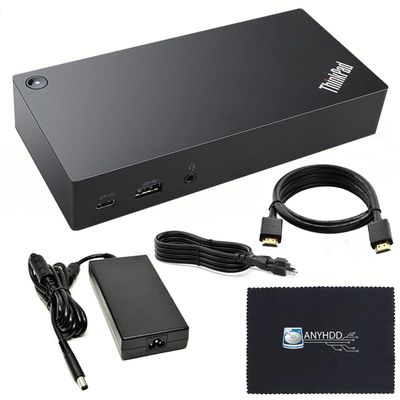 40AS0090US Docking Station Gen 2 - Supports 4K Display, 1 Year Warranty, Docking Station with 90W Adapter + Cloth & HDMI Cables - USB-C Thunderbolt 3 Dock (Renewed)