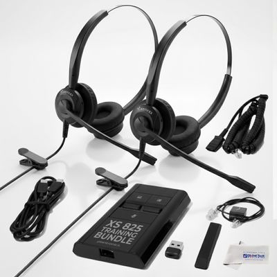 Training Headset Bundle - XS 825 Headphones, Poly MDA524 USB-C & Y Splitter w/ Mute Button, Compatible w/ Teams, Zoom, UC Platforms, Deskphones & PC Softphones - for Coaching, Monitoring & Support