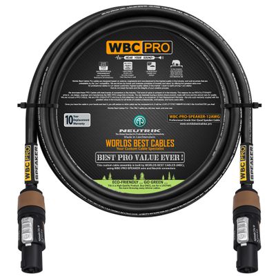 5 Foot - WBC-PRO-SPEAKER-12 AWG (2 Core Config.)  High-Purity OFC (99.99%)  Pro-Grade  High-Definition Loudspeaker/DJ/PA Speaker Cable with Neutrik NL2FXX-W-S 2-Pole Silver SpeakON Connectors
