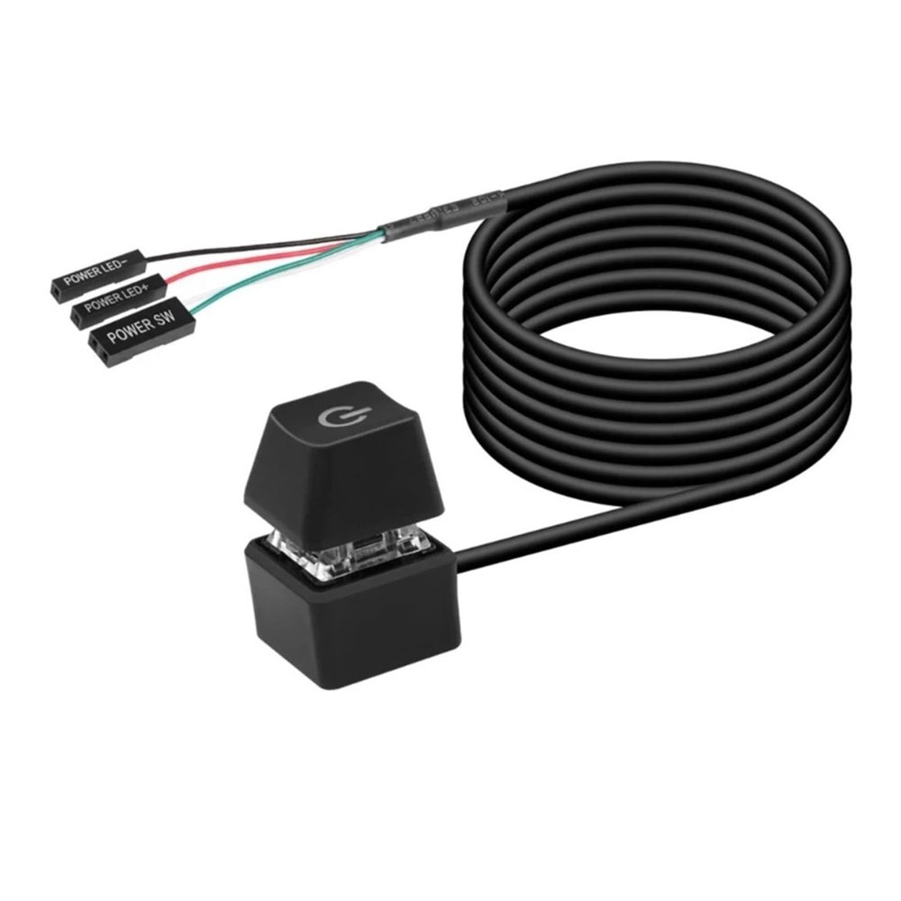 ACGTUY Computer Desktop Switching with Light PC Motherboard External Boot On/Offs Reset Button with Cable for Home Internet(Black)