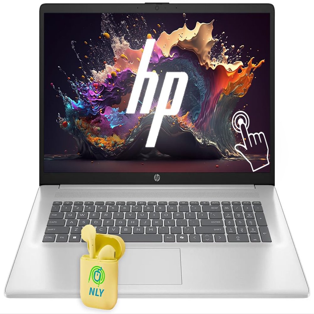 HP 17.3" HD+ LED Touchscreen Business Student Laptop Computer, Windows 11 Laptop 40GB RAM 1TB SSD, AMD Ryzen 5 7430U Processor, Numeric Keypad, Camera Privacy Shutter, NLY Earphones, Silver