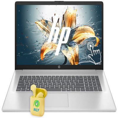 HP 17 Laptop, 17.3" HD+ LED Anti-Glare Touchscreen Business Laptop Computer, Windows 11 Laptop 32GB RAM 1TB SSD, AMD Ryzen 5 Processor, AMD Radeon Graphics, Numeric Keypad, NLY Earphones, Silver