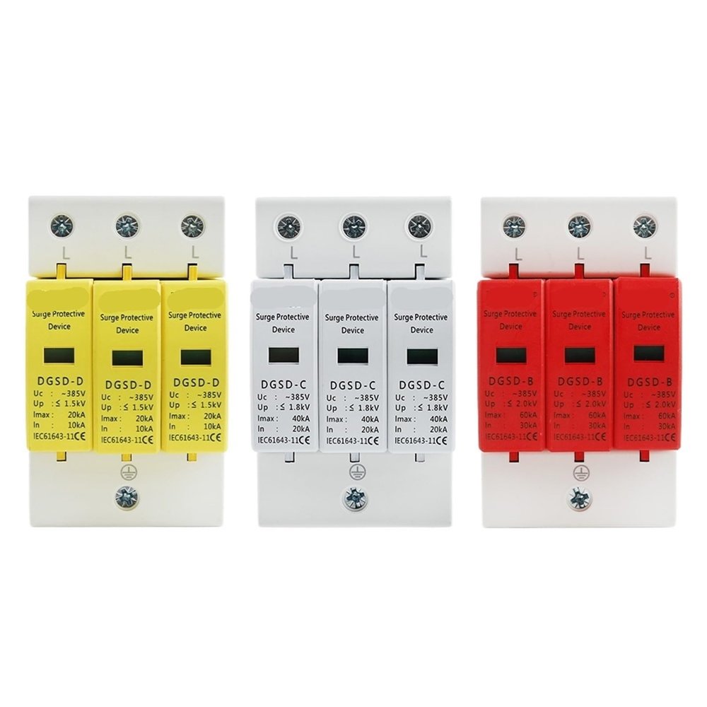 BQHHWTZ AC SPD 3P House Light Surge Protector 10-20KA 20-40KA 30-60KA 385V 2P+N Solar PV Protective Low-Voltage Arrester Device