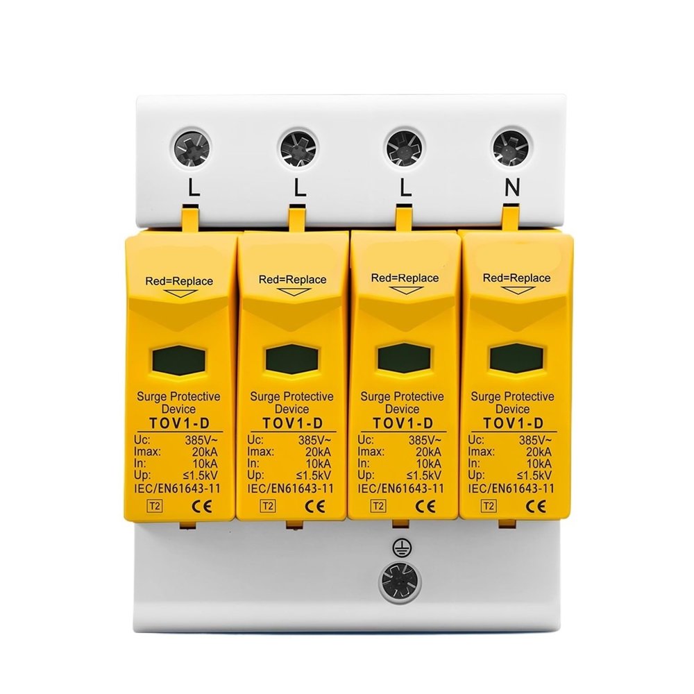 Treayes AC SPD 3P+N 10KA~20KA D ~385VAC House Surge Protector Protection Protective Low-Voltage Arrester Device