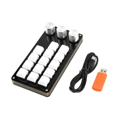 14 Keys Keyboard with 3 Knob Customizable Personalized Gaming Video Editing Programming Small Macro Keypad Backlit Multifunctional Keyboard