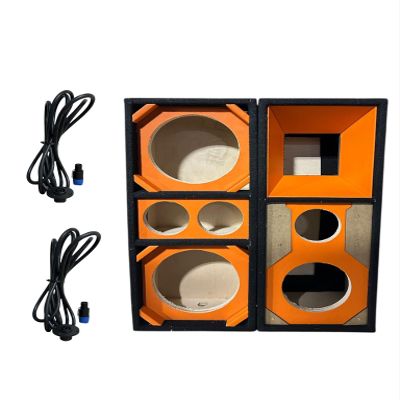 8" Brazilian Style Chuchera Speaker Box for Two 8" Speakers and 2 Tweeters and 1La 1 Driver 1 Tweeter Box Vented Enclosure for Car (Orange)