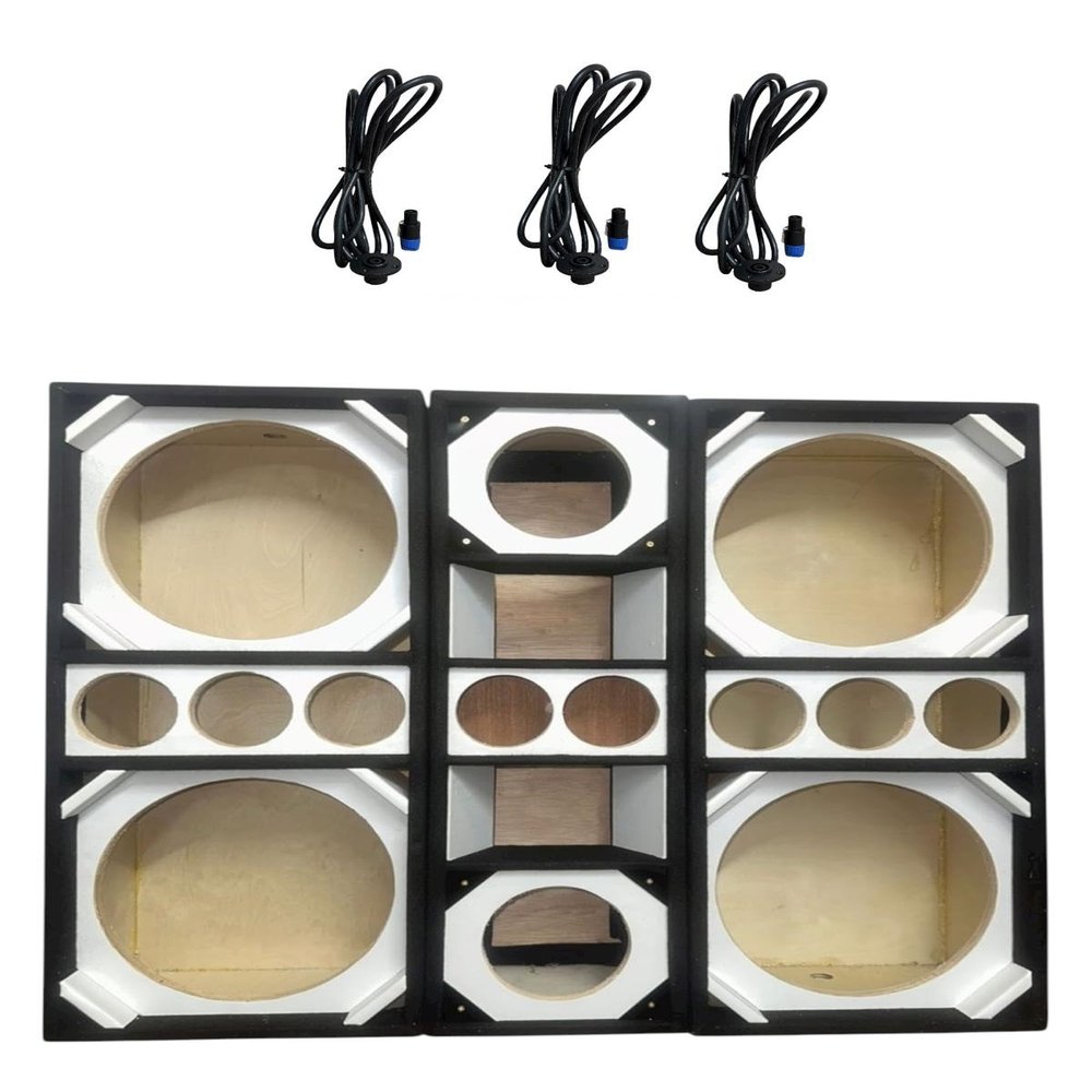 12" Brazilian Style Chuchera Speaker Box for Two 12" Speakers & Three 4" Tweeters Vented Enclosure for Car and one 8'' LA Driver Box (White)