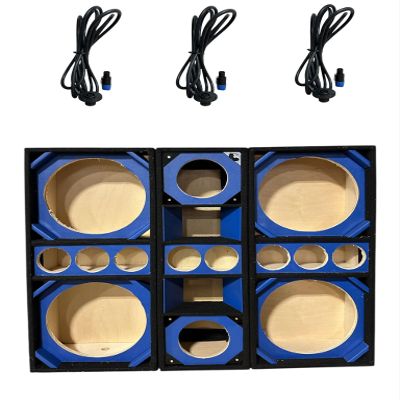 12" Brazilian Style Chuchera Speaker Box for Two 12" Speakers & Three 4" Tweeters Vented Enclosure for Car and one 8'' LA Driver Box (Blue)