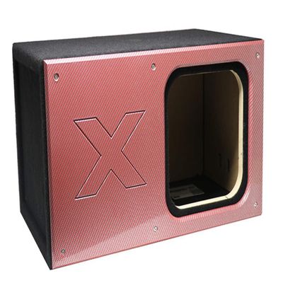 15" Single Vented Solo X Sub Box-All 1" MDF-Red Super Weave Carbon Fiber Faceplate