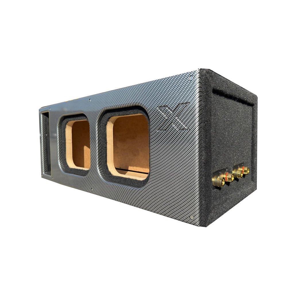 10" Dual Vented Solo X Sub Box-All 1" MDF-Black Super Weave Carbon Fiber Faceplate