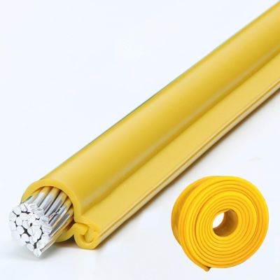 10 35 110 KV High Voltage Live-line Work Cable Sheath, Yellow Electrical Insulating Protection Sleeve, Buckle Type Conductor Shielding Cover(ID 32mm/1.26in,100ft/30m-10kv)