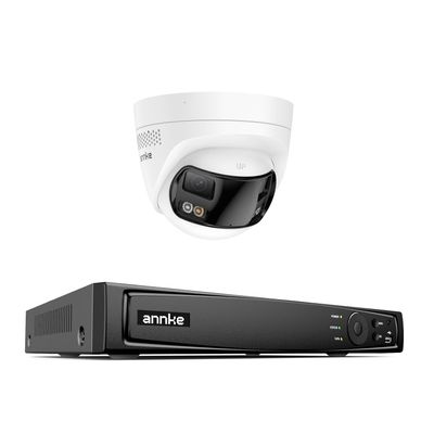 ANNKE 8CH 8MP PoE Security System, 12MP H.265+ NVR with an 8MP Wired Turret IP Security Camera,180Wide Angle, AI Human/Vehicle Detection,Two-Way Audio, Color Night Vision, Easy Remote View, IP67