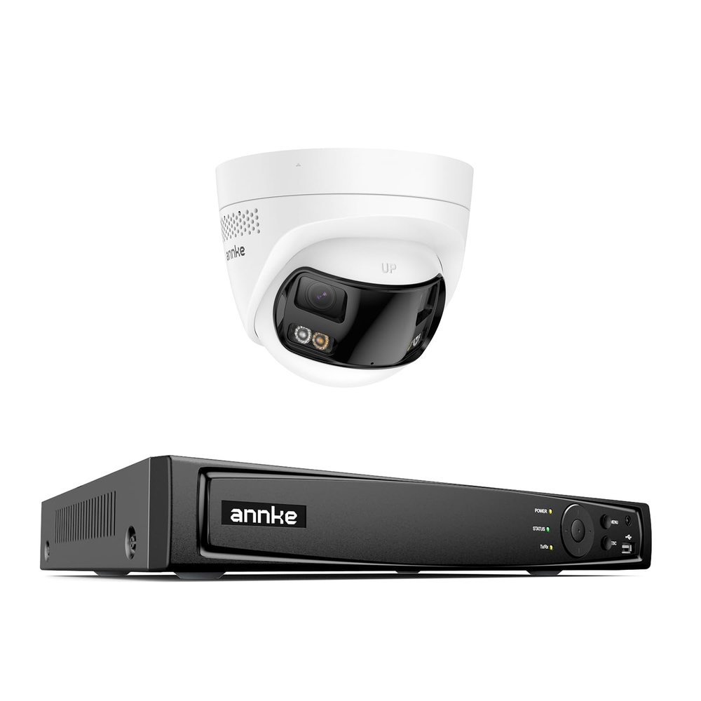 ANNKE 8CH 8MP PoE Security System, 12MP H.265+ NVR with an 8MP Wired Turret IP Security Camera,180Wide Angle, AI Human/Vehicle Detection,Two-Way Audio, Color Night Vision, Easy Remote View, IP67