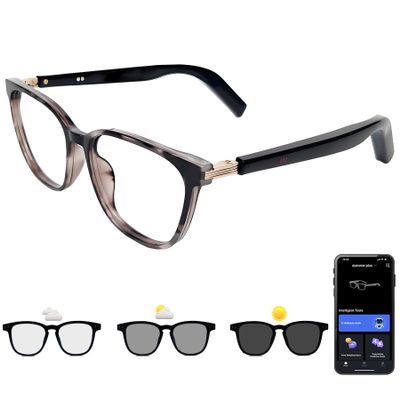 Smart Glasses with Photochromic Lenses for Men and Women AI Translation Smart Glasses with Translator 164 Languages IP67 Waterproof Bluetooth Glass Blue Light Protection