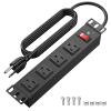 10 inch Rack PDU,4 Outlets Rack Mount PDU Power Strips, 1U Rack Mount,Rack Mount Power Strips for 10'' Mini Server Cabinets/Rack,1200J Surge Protection/15A Overload Switch,6FT 14AWG Extension Cord view 1