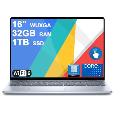 Dell Inspiron 16 5640 Business Laptop 16" WUXGA IPS Touch (100% sRGB) Intel 10-core Core 7 150U 32GB DDR5 1TB SSD Backlit Fingerprint FHD Privacy Camera ExpressCharge Win11Pro