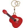 MC Fashion PU Leather Keychain Holder Case Compatible with AirTag, Cute Guitar Charm Key Ring GPS Tracker Case (Red) view 1