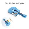 MC Fashion PU Leather Keychain Holder Case Compatible with AirTag, Cute Guitar Charm Key Ring GPS Tracker Case (Red) view 2