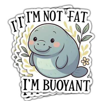 (3 Pcs) Funny Manatee Stickers for Water Bottle, Laptop, Journal, Cute Sea Cow Vinyl Decals for Ocean Animal Lovers, Florida Mermaid Gift for Women Men Couple on Beach Trip