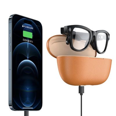 Domars Ultra AI Smart Glasses with 3600mAh Charging Case, 8MP Camera, Built-in ChatGPT, Voice Assistant, Hands-Free Recording & Translation, 32GB Memory, for Travel & Office (Anti-Blue Light)