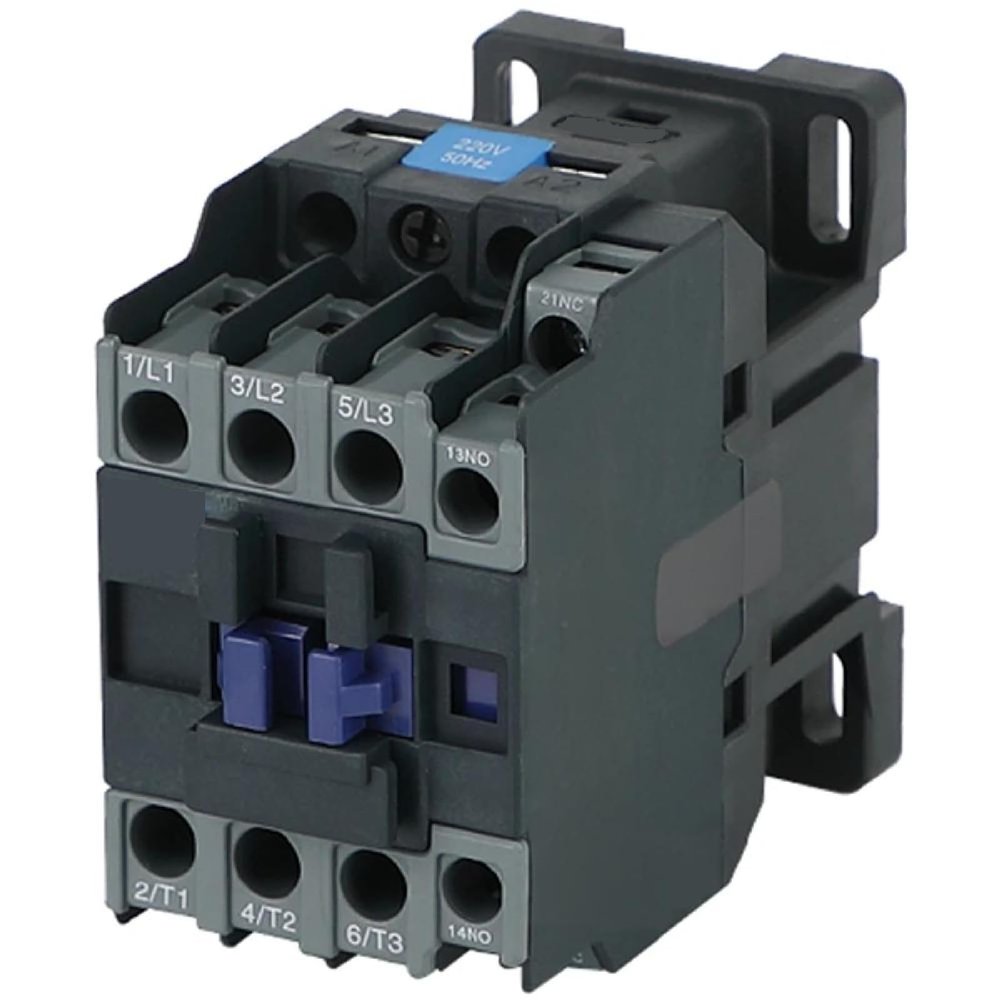 Industrial AC Magnetic Contactor, 220V 50Hz, Compact Design with Terminal Markings (NXC-09 AC 24V)