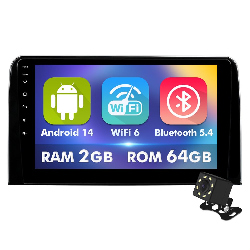 10.1 Inch IPS Touchscreen Android 14 Car Stereo for Honda CR-V 2017-2021 with Wireless CarPlay & Android Auto 2+64GB Car Radio, Support GPS, WiFi 6, Bluetooth,5.4, FM, Backup Camera, SWC, Dual USB