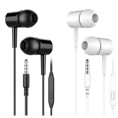 2 Pack Wired Earphones with Microphone  Hi-Fi in-Ear Headphones, Noise-Isolating, 3.5 mm Jack for Phone, Laptop, and Tablet
