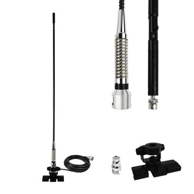27MHz CB Radio Antenna Kit w/Clip Mount Base 13ft RG-58 Cable PL-259 BNC Connector - Long Range Mobile Whip Antenna for Car Pickup Truck Vehicle Hood Hatch Lip