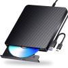 aelrsoch External Blu ray Drives Player Read/Write Compatible Bluray Burner USB 3.0 and Type-C DVD Burner blu ray Player for pc, Windows 7-11 & MacBlack view 1