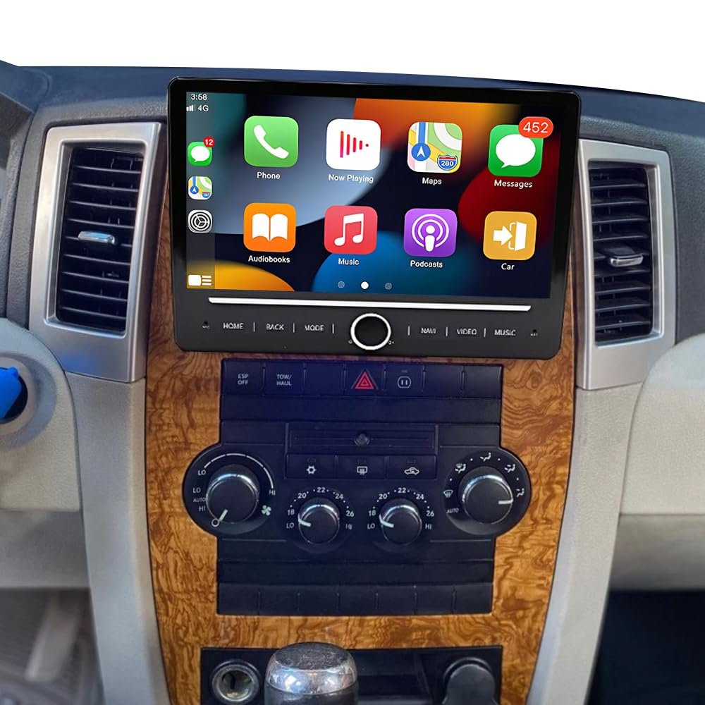 10 inch Android 14 Double Din Car Stereo for Jeep Grand Cherokee 2008-2010 Wireless Android Auto Radio Bluetooth Head Unit 2+32G Touchscreen Radio Backup Camera GPS Navi WiFi FM/RDS