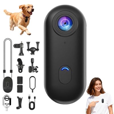 HD Action Camera, Motorcycle Camera, Thumb Lens, HD Mini Wearable Body Adventure Action Cameras, 360 Rotation Portable Wearable Mini Action Cam, for Cycling, Diving (Black 4K)