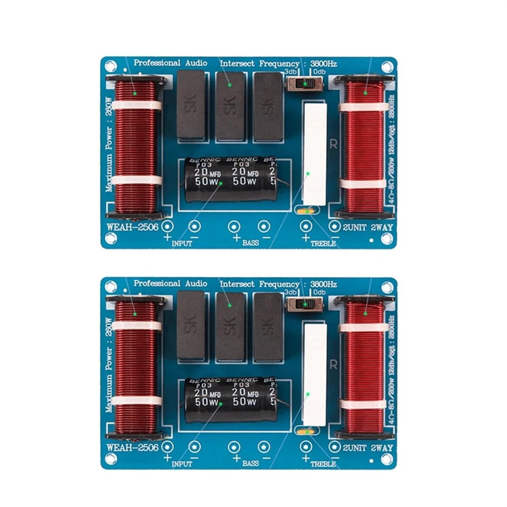 2PCS 2 Way 260W DIY Speaker Filter Circuit Treble Bass 3800Hz Frequency Divider Home Theater HiFi Stereo Audio Crossover Filters