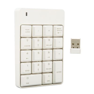 LiebeWH Compact 2.4G Wireless Numeric Keypad 18 Keys USB Number Pad for Office Home Work, Suitable for Laptop and Desktop Users (White)