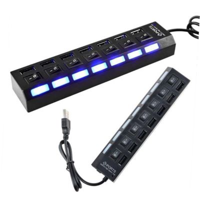 NOLITOY Port USB Multi Charger Hub with High-Speed Mbps Data Transfer Protection and Off Switch for Laptop PC Desktop Use Black