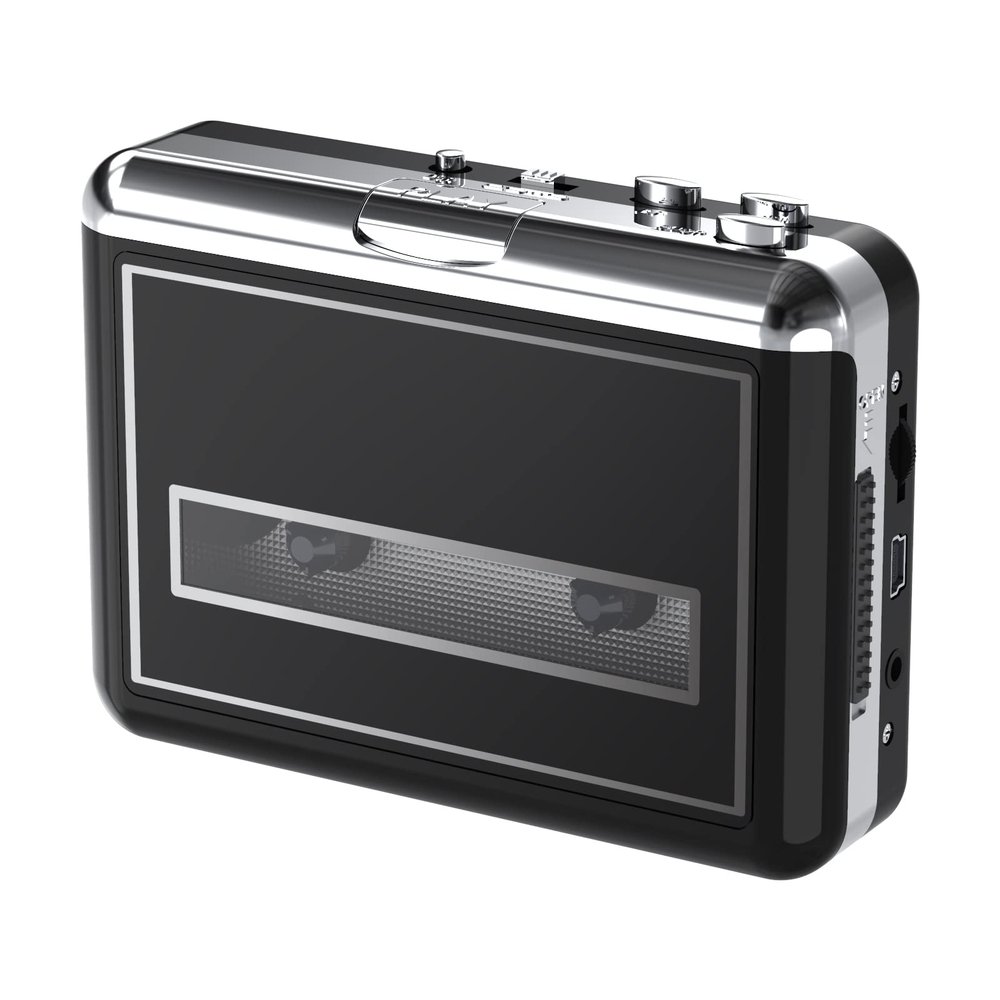 Portable Cassette Player & Convert Tape to Digital MP3 Digital, Retro Tape Recorder Walkmaner with Auto-Reverse,2 AA Batteries/USB Powered(Black)