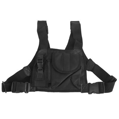 Mrisata Two Way Radio Chest Pocket Pack Backpack Radio Accessory Pouch Holder Carry Case, Walkie Talkie Chest Holster with Pouch
