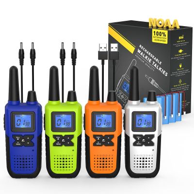 Topsung Walkie Talkies for Adults Long Range Rechargeable 2 Way Radios 4 Pack(Blue Green Orange Silver)