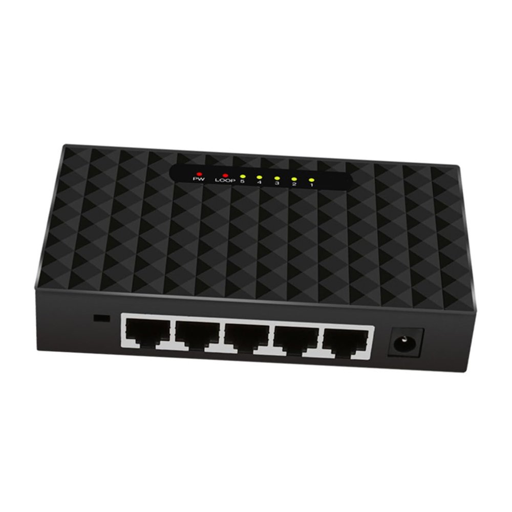DECHOUS Gigabit Ethernet Unmanaged Network Switch LAN Splitter Plug and Play with LED Indicator for High-Speed Wired Connections Compatible with Mbps Devices North America Power Adapter