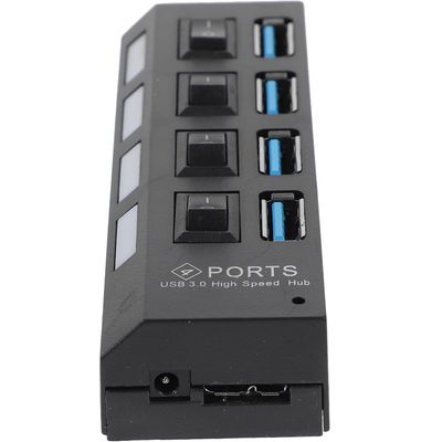 GALPADA Powered Hub with High-Performance Ports Independent Switches Overload Protection Advanced Chip Plug Play USB Concentrator for Computers and Laptops Black US Plug