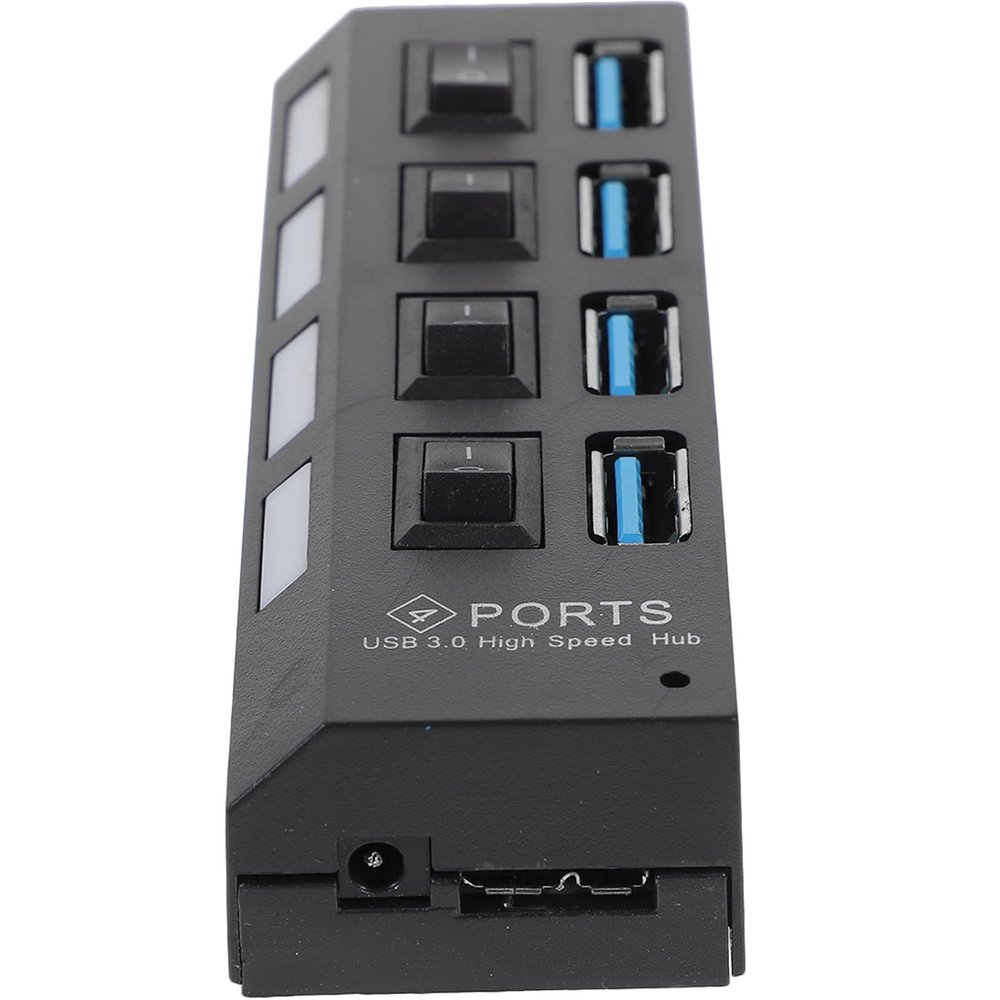 GALPADA Powered Hub with High-Performance Ports Independent Switches Overload Protection Advanced Chip Plug Play USB Concentrator for Computers and Laptops Black US Plug